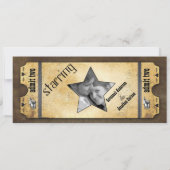 旧紙チケットモダンヴィンテージ結婚タイポグラフィ 招待状 (裏面)