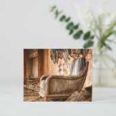 旧素朴アンティーク椅子はがき ポストカード (スタンド正面)