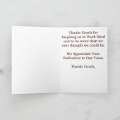 旧素朴ヴィンテージ野球感謝していコーチカード サンキューカード (内部)