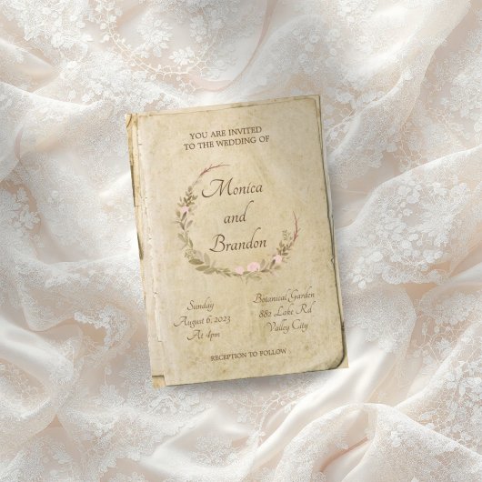 旧素朴紙リース招待状 招待状