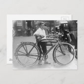 旧自転車ヴィンテージB&W写真付き少年 ポストカード (正面/裏面)