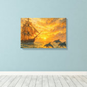 旧船日没 キャンバスプリント (インサイチュ (ウッドフロア))