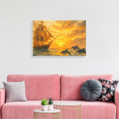 旧船日没 キャンバスプリント (インサイチュ (リビング))