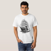 旧船舶イラストレーション Tシャツ (正面フル)