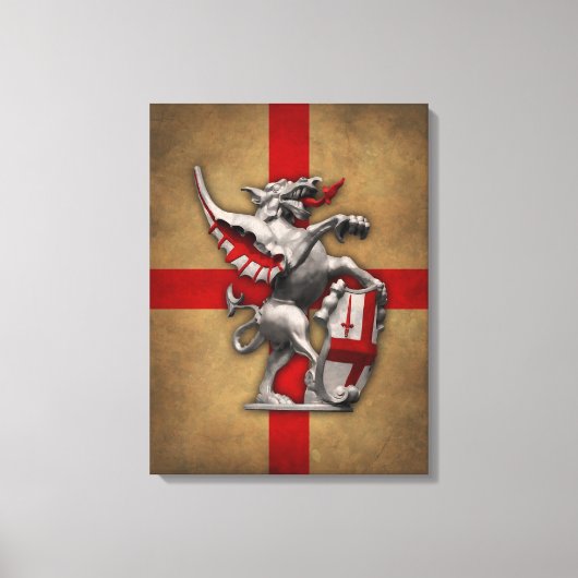 旧英国国旗に描かれたロンドンの街 キャンバスプリント (正面)