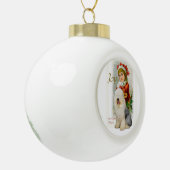 旧英語シェプドッグヴィンテージクリスマス セラミックボールオーナメント (左)