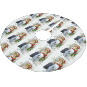 旧英語シェプドッグヴィンテージクリスマス ブラッシュドポリエステルツリースカート (アングル)