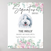 旧英語シェプドッグ犬のシグネチャードリンクの看板 ポスター (正面)