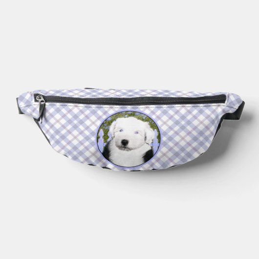 旧英語シェプドッグ絵を描子犬のペット犬の芸術 ファニーパック (レイダウン)