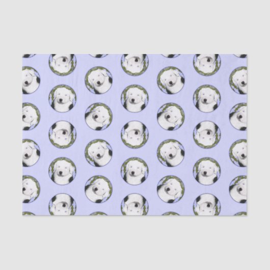 旧英語シェプドッグ絵を描子犬のペット犬の芸術 薄葉紙 (正面)