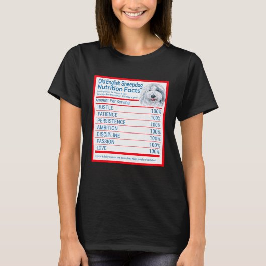 旧英語シェプドッグ飼育主の栄養事実 Tシャツ (正面)