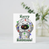 旧英語シェプドッグ – クリスマスライト シーズンポストカード (スタンド正面)