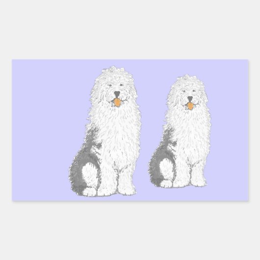 旧英語ヒツジ犬の複数の製品 長方形シール (正面)