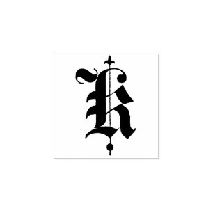 旧英語モノグラムヴィンテージイニシャル文字K ラバースタンプ