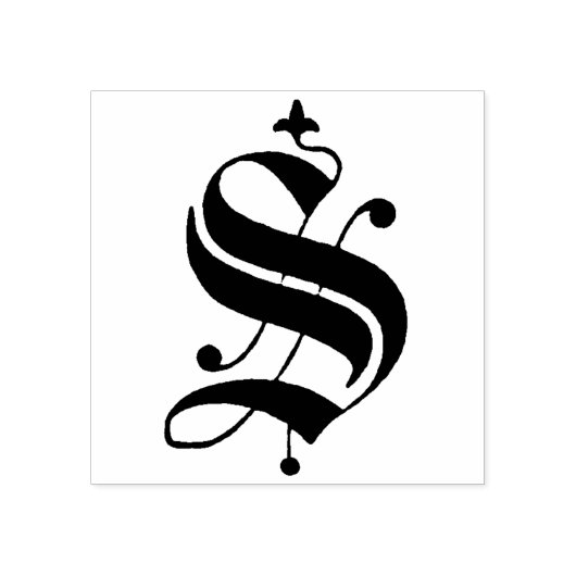 旧英語モノグラムヴィンテージ文字S ラバースタンプ (インプリント)