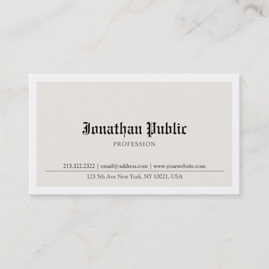 旧英語型懐かしいルックプレーントレンディー 名刺 (正面)