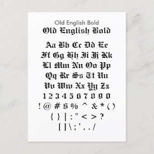 旧英語 – ザズはっきりしたルフォントサンプラー ポストカード