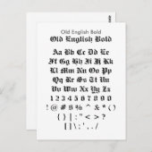 旧英語 – ザズはっきりしたルフォントサンプラー ポストカード (正面/裏面)