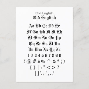 旧英語 – Zazzleフォントサンプラーシート ポストカード