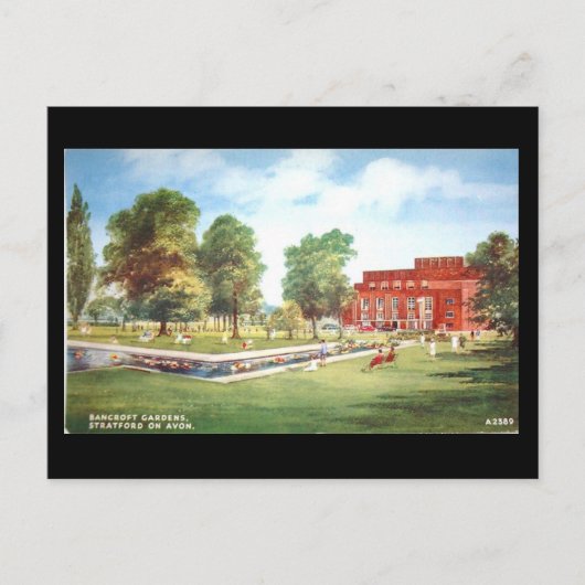 旧葉書、ストラトフォード・オン・エイボン、シアター ポストカード (正面)