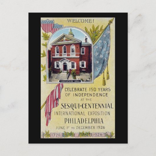 旧葉書、セスキ100年祭、フィラデルフィアPA ポストカード (正面)