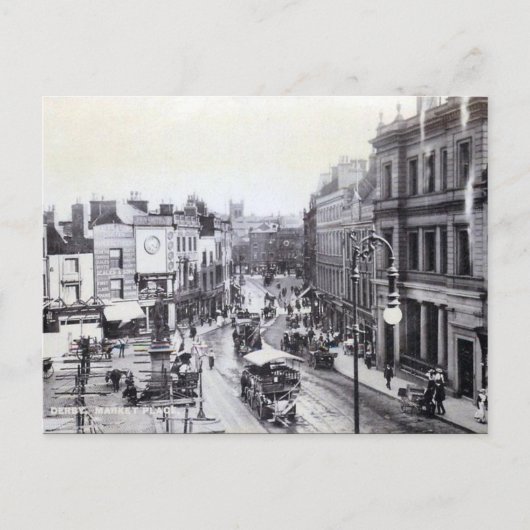 旧葉書 – マーケットプレイス、ダービー ポストカード (正面)