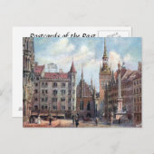 旧葉書 – ミュンヘン，マリエンプラッツ。 ポストカード (正面/裏面)