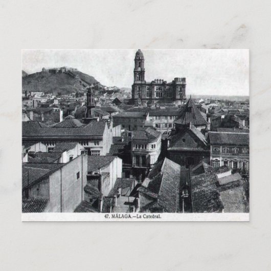 旧葉書 – 大聖堂,マラガ,スペイン。 ポストカード (正面)