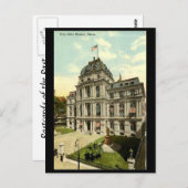 旧葉書 – 市役所、ボストン、ミサ ポストカード (正面/裏面)