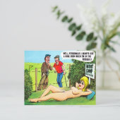 旧葉書 – 漫画ゴルフ葉書 ポストカード (スタンド正面)