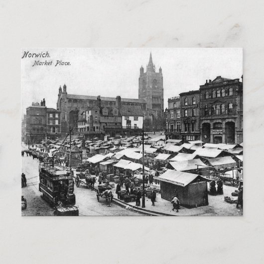 旧葉書 – Norwich Market Place, Norfolk ポストカード (正面)