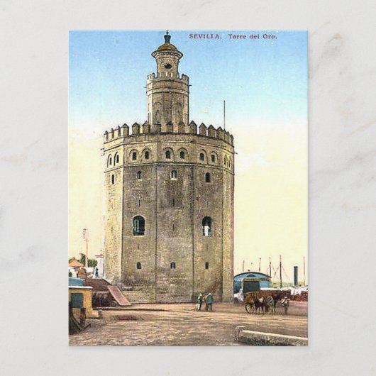 旧葉書 – Torre del Oro，セビリア，スペイン ポストカード (正面)