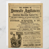 旧裁縫マシンカタログページスクラップブック紙 (正面/裏面)