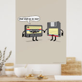 旧製品(レトロFDカセットテープ) ポスター (キッチン)