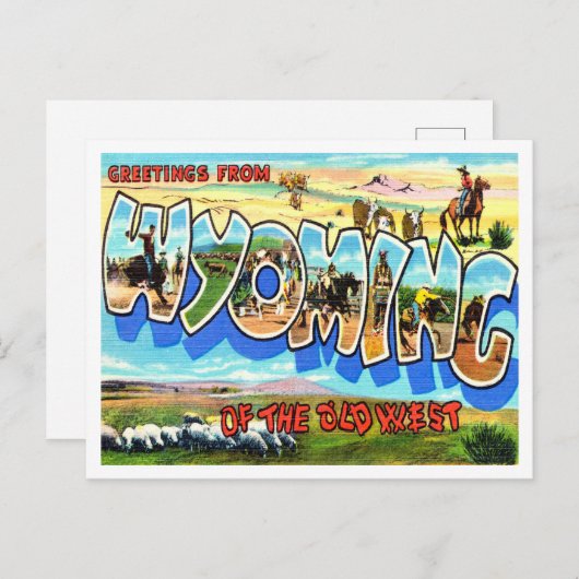 旧西旅行のワイオミングからの挨拶 ポストカード (正面/裏面)