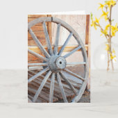 旧西洋車の車輪グリーティングカード カード (黄色い花)