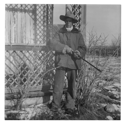 旧西部時代のカウボーイ牧場主またはカナダの無法者 タイル (正面)