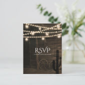 旧西部酒館のラスティックウェディング・返信依頼 インビテーションポストカード (スタンド正面)