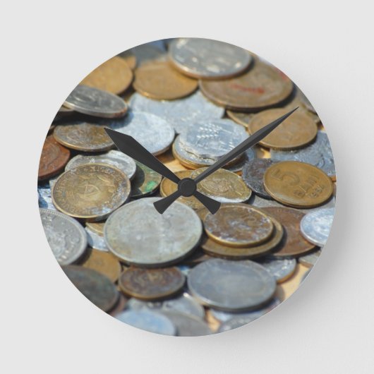 旧貨幣1299古銭銅銀金属青銅 ラウンド壁時計 (正面)