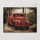 旧赤消防車はがき ポストカード (正面)