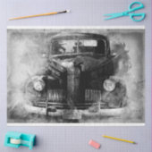 旧車のヴィンテージグレー20x30デコページティッシュペーパー 薄葉紙 (クラフト)