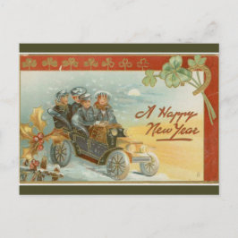 旧車のヴィンテージファッションドのお正月 ポストカード