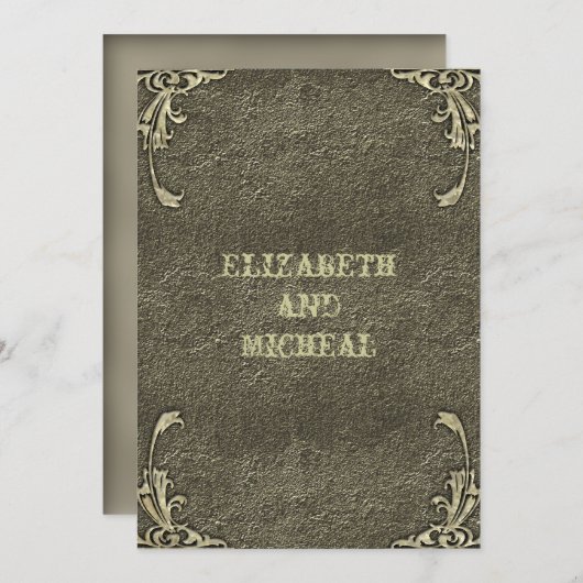 旧金ゴールドエンボスルック結婚式招待状 招待状 (正面/裏面)