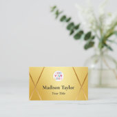 旧金ゴールドQRコード名刺テンプレートとロゴ 名刺 (スタンド正面)