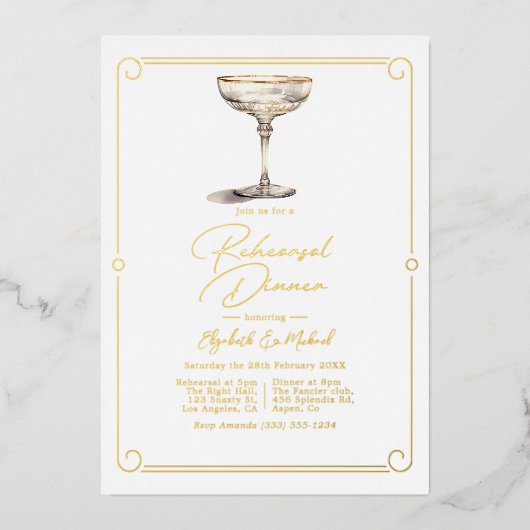 旧金美学のリハ結婚ーサルディナー 箔招待状 (正面)