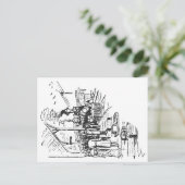 旧鉄道駅 |機関車 |ヴィンテージ ポストカード (スタンド正面)