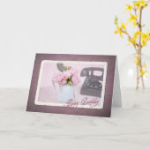 旧電話ファッションド誕生日 カード (黄色い花)