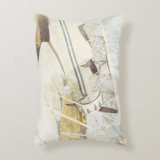 旧青アンティーク機長方形アクセント枕 アクセントクッション (正面(垂直))