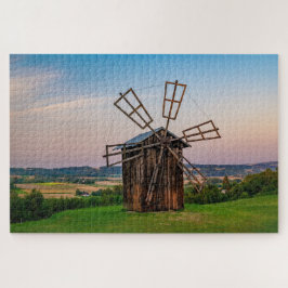 旧風車の丘の農村風車の農地の風光明媚 ジグソーパズル