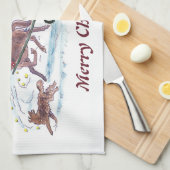 旧馬とそファッションドりのクリスマス キッチンタオル (四つ折り)